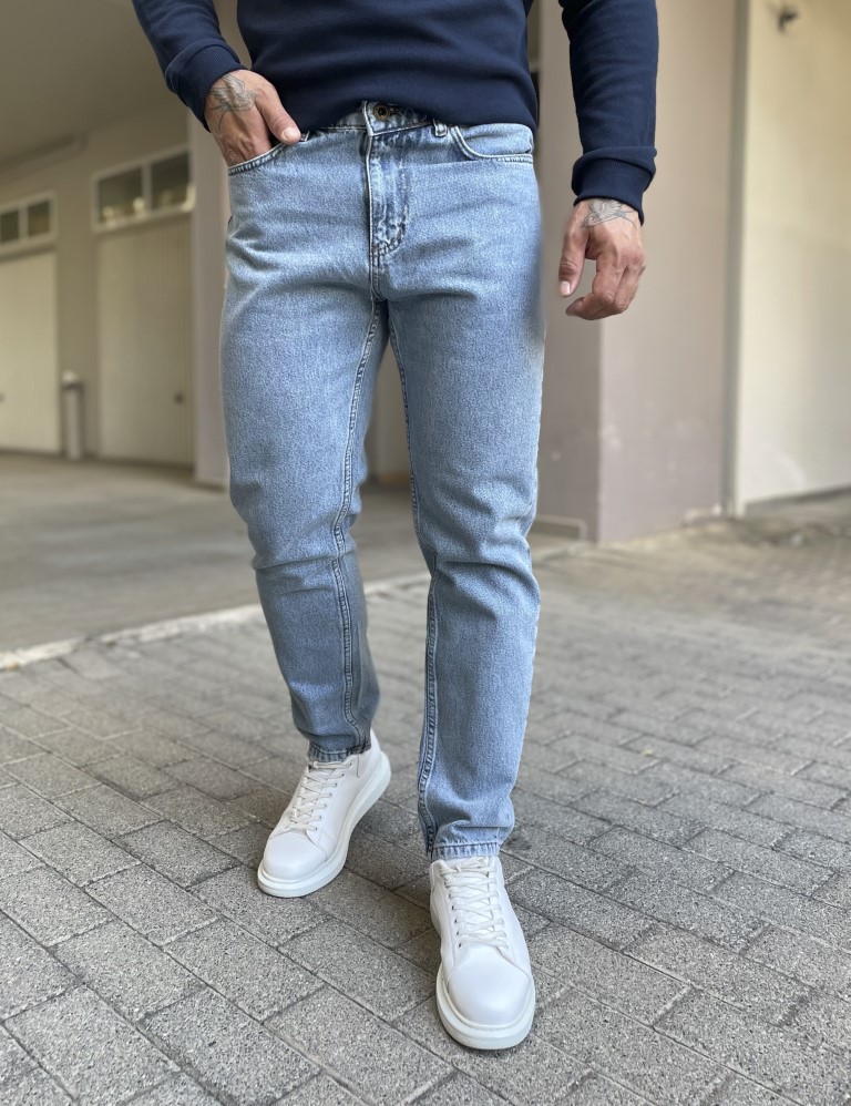 AVCII Denim Ανδρικό μπλε ανοιχτό σταθερό Loose Jean πεντάτσεπο με φερμουάρ 2023L